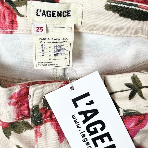 NWT L'AGENCE High Rise Floral Print Stretch Denim Ankle Cropped Skinny Jeans 25 - Picture 6 of 11
